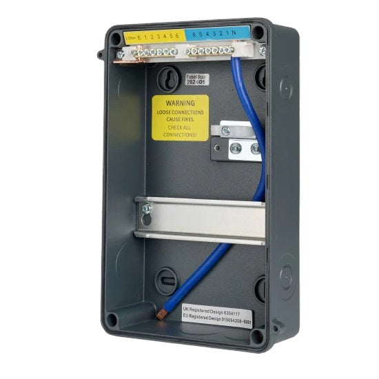 Fusebox - IP65 6 Module Consumer Unit Grey Incl. Busbar, Neutral Cable & Accessory Pack A65E06MGY