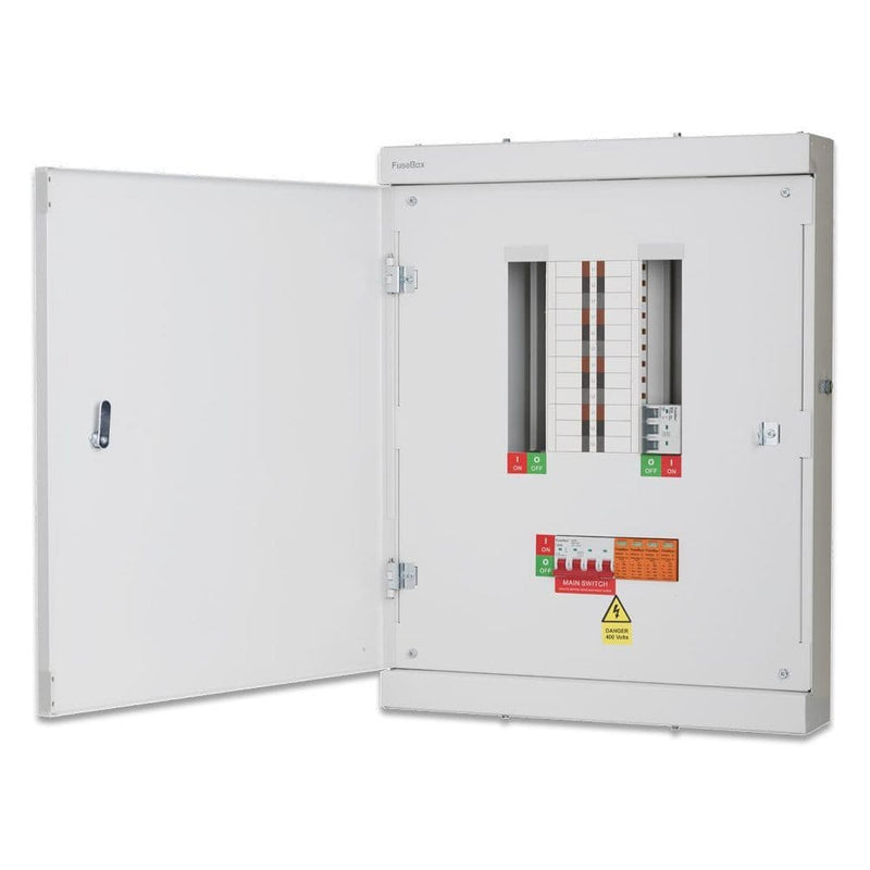 FuseBox - 7 Way T2 SPD 125A 4P TPN Main Switch Three Phase Board  TPN07FBX