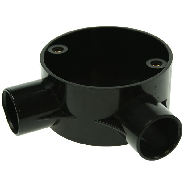 Falcon Trunking - 25mm PVC Conduit 2 Way Angle Box Black A/25B