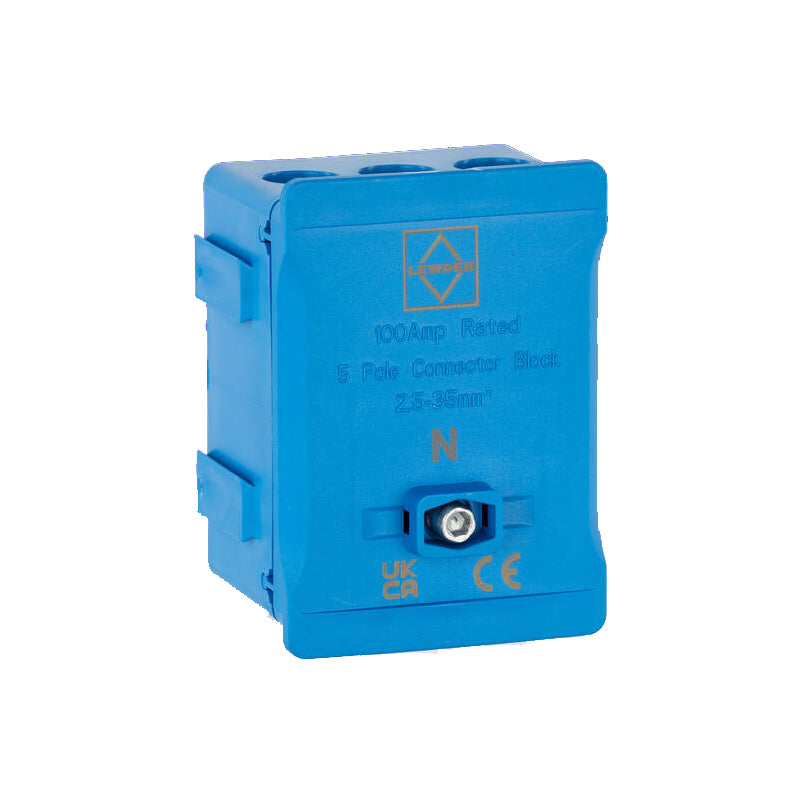 Lewden - 100A 5 Way Connector Terminal Block Blue  DT1005BL
