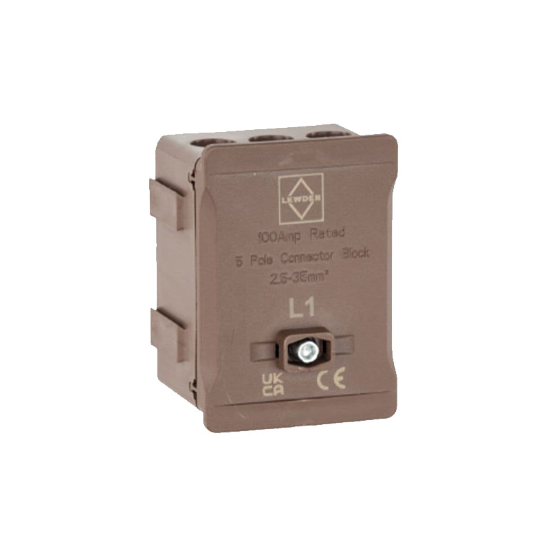 Lewden - 100A 5 Way Connector Terminal Block Brown  DT1005BR