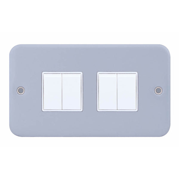 Selectric - LG204MB - 10A Plate Switch Metal Clad - 4 Gang 2 Way - X-Rated