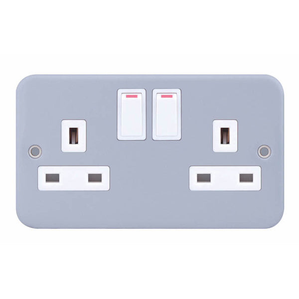 Selectric - LG9096MB - 13A Socket Outlet Metal Clad - 2 Gang Switched DP with 2 Earth Terminals