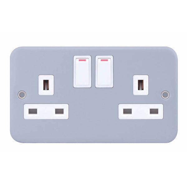 Selectric - LG9098MB - 13A Socket Outlet Metal Clad - 2 Gang Switched SP with 2 Earth Terminals