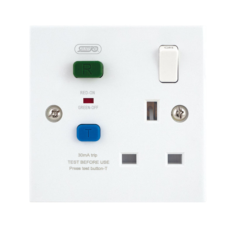 Selectric - LGRCD-1 - 13A RCD Socket Outlet - 1 Gang DP Switched - (Passive / Latching) Type A