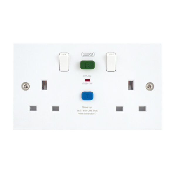 Selectric - LGRCD-2 - 13A RCD Socket Outlet - 2 Gang DP Switched - (Passive / Latching) Type A