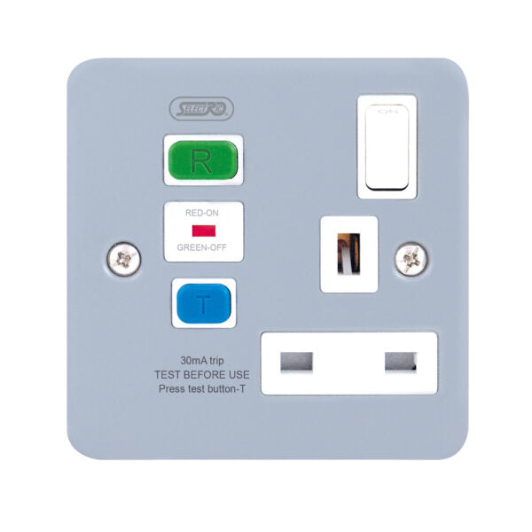 Selectric - LGRCD-4 - 13A RCD Socket Outlet - 1 Gang DP Switched - Metal Clad (Passive / Latching) Type A