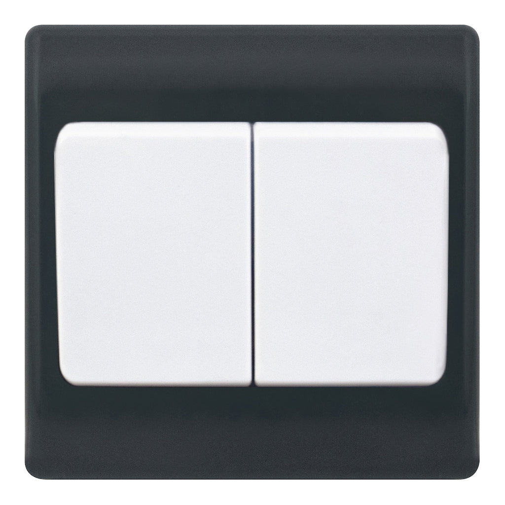 Selectric - SSL604 - 10A Plate Switch - 2 Gang 2 Way - Wide Rocker - Part M