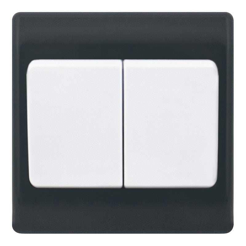 Selectric - SSL604 - 10A Plate Switch - 2 Gang 2 Way - Wide Rocker - Part M