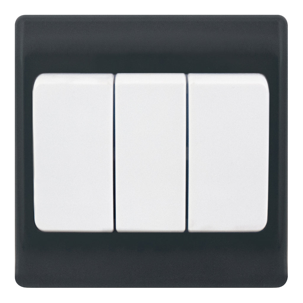 Selectric - SSL605 - 10A Plate Switch - 3 Gang 2 Way - Wide Rocker - Part M