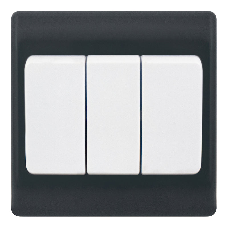 Selectric - SSL605 - 10A Plate Switch - 3 Gang 2 Way - Wide Rocker - Part M