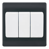 Selectric - SSL605 - 10A Plate Switch - 3 Gang 2 Way - Wide Rocker - Part M