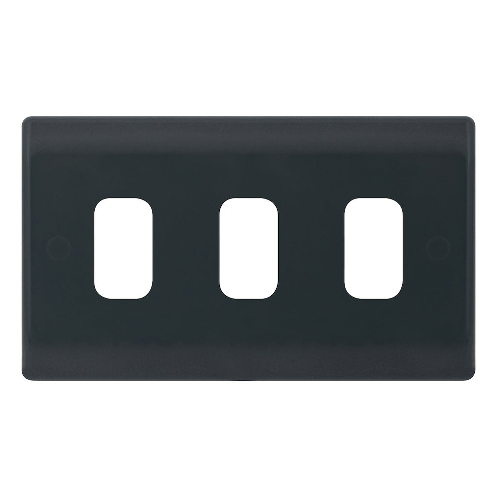 Selectric - Part M Smooth Grey 3 Aperture Modular Plate SSL613