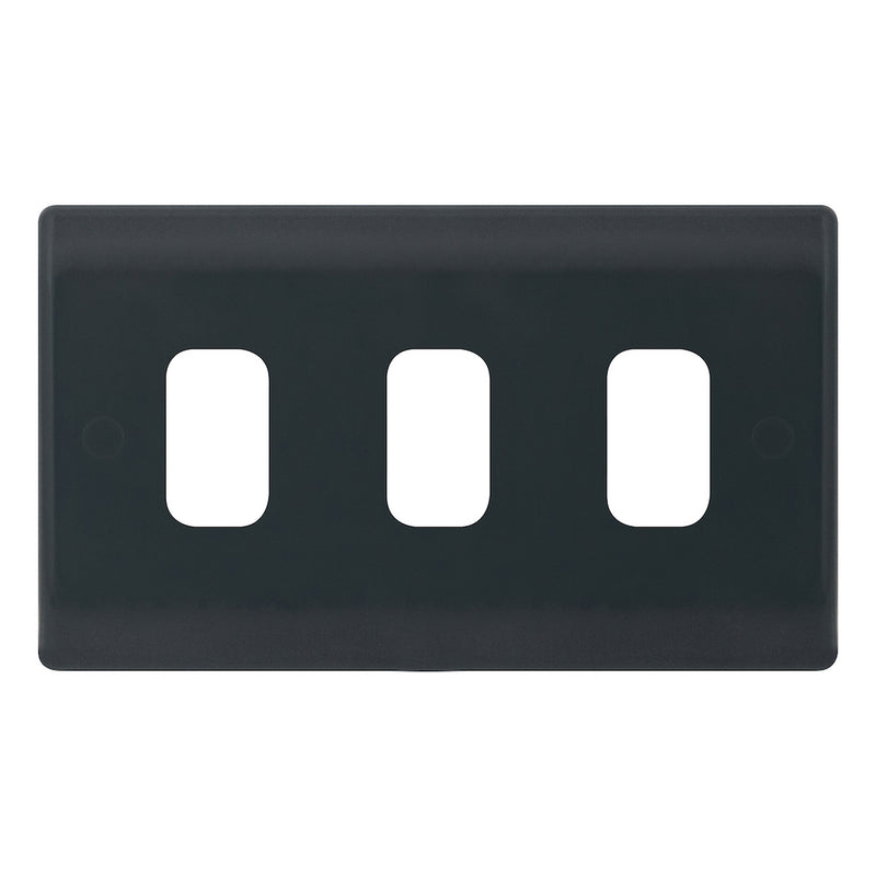 Selectric - Part M Smooth Grey 3 Aperture Modular Plate SSL613