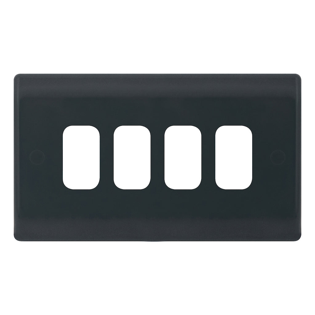Selectric - Part M Smooth Grey 4 Aperture Modular Plate SSL614