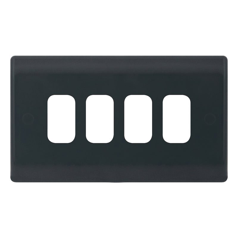 Selectric - Part M Smooth Grey 4 Aperture Modular Plate SSL614