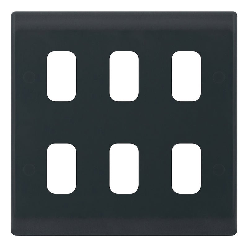 Selectric - Part M Smooth Grey 6 Aperture Modular Plate SSL615