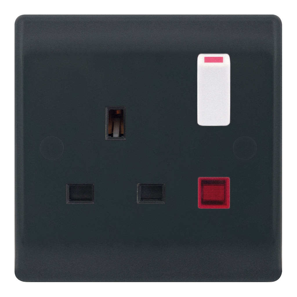 Selectric - SSL625 - 13A Socket Outlet - 1 Gang Switched DP with Neon - Part M