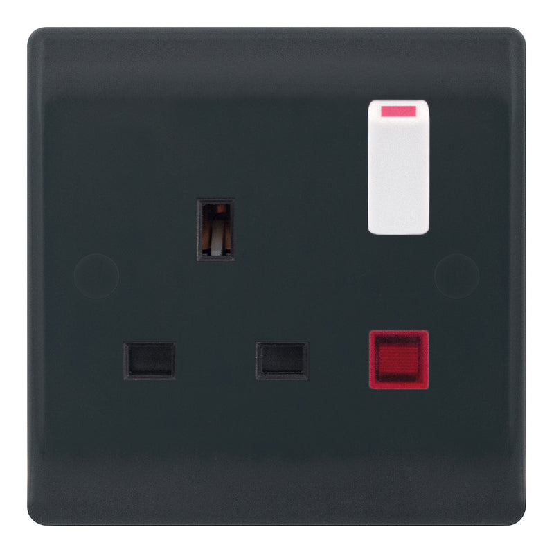 Selectric - SSL625 - 13A Socket Outlet - 1 Gang Switched DP with Neon - Part M