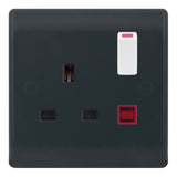 Selectric - SSL625 - 13A Socket Outlet - 1 Gang Switched DP with Neon - Part M
