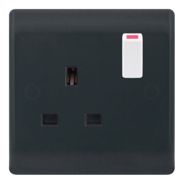 Selectric - SSL657 - 13A Socket Outlet - 1 Gang Switched DP with 2 Earth Terminals - Part M