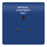 Selectric - SSL666 - 13A Blue Medical Socket Outlet 1 Gang Unswitched with Twin Earth