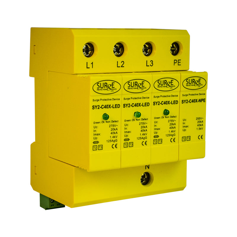 Surge Protection Devices - Type 2+3 SPD 3 Phase with LED Indicator   SY2-C40XLED