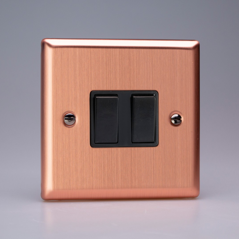 Varilight - Urban Brushed Copper 2 Gang Intermediate Switch XY77B.BC