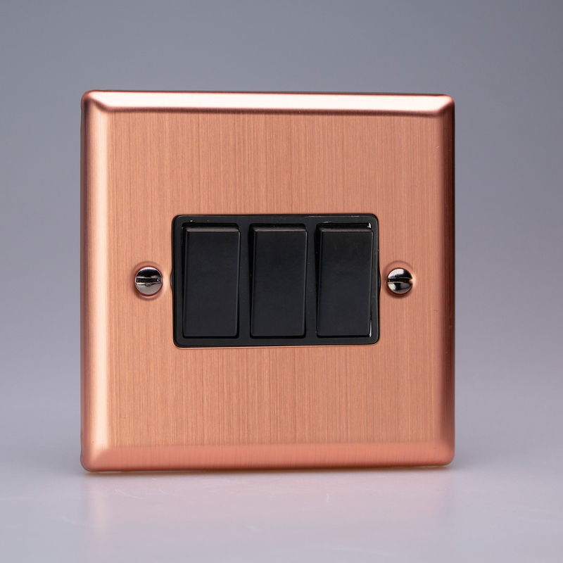 Varilight - Urban Brushed Copper 3 Gang 2 Way Switch XY3B.BC