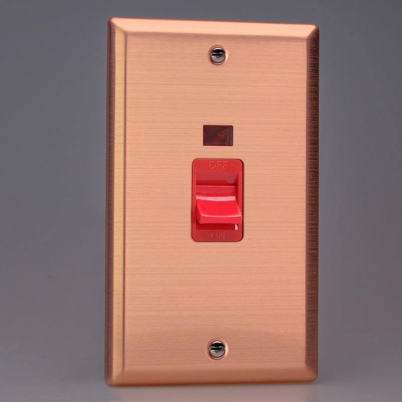 Varilight - Urban Brushed Copper 45A Cooker Switch + Neon XY45N.BC