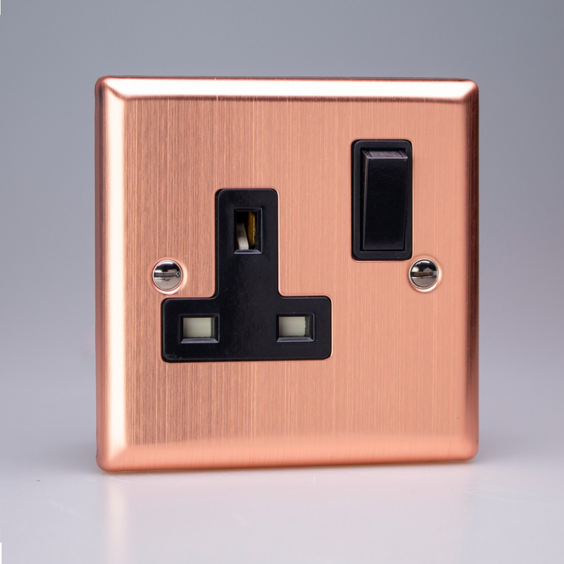 Varilight - Urban Brushed Copper 1 Gang 13A DP Switched Socket  XY4B.BC