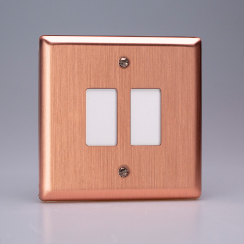Varilight - Urban Brushed Copper 2 Gang PowerGrid Plate Including Yoke  XYPGY2.BC