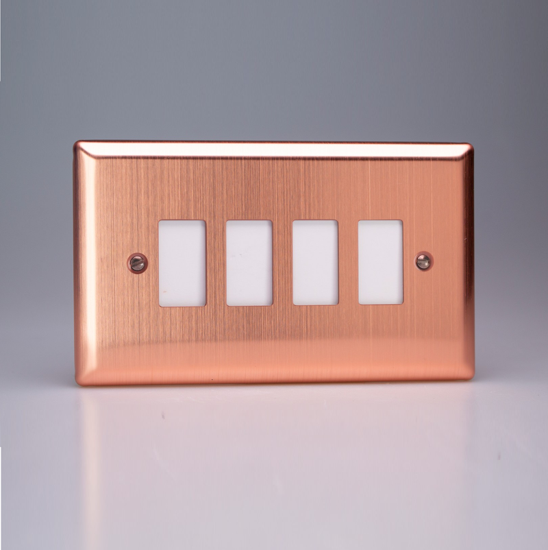Varilight - Urban Brushed Copper 4 Gang PowerGrid Plate Including Yoke  XYPGY4.BC