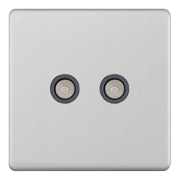 Selectric - Screwless 2 Gang TV/FM Coaxial/Aerial Socket 5MPLUS