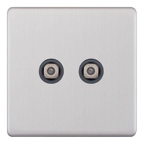 Selectric - Screwless 2 Gang F-Type Satellite Socket 5MPLUS