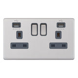 Selectric - Screwless 2 Gang 13A Socket With USB 5MPLUS