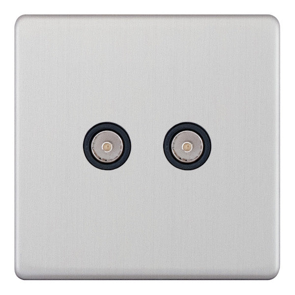 Selectric - Screwless 2 Gang TV/FM Coaxial/Aerial Socket 5MPLUS