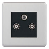 Selectric - Screwless 1 Gang F-Type Satellite Socket + 2 Gang TV Aerial Socket - Isolated 5MPLUS