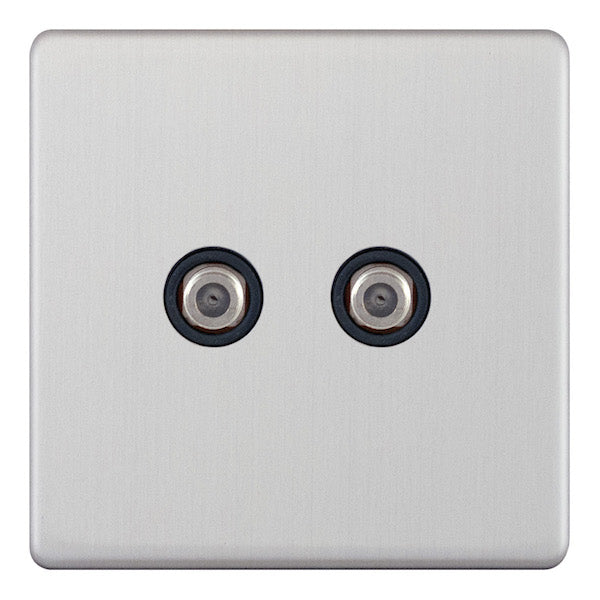 Selectric - Screwless 2 Gang F-Type Satellite Socket 5MPLUS