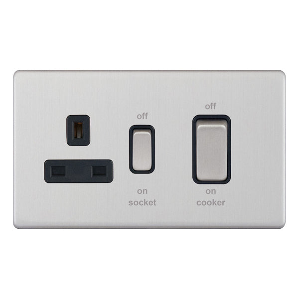 Selectric - Screwless 45 Amp Cooker Unit with 13 Amp Switched Socket - 5MPLUS