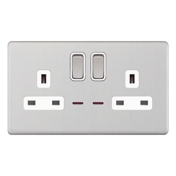 Selectric - Screwless 2 Gang 13A Socket With Neon 5MPLUS