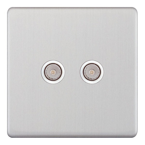 Selectric - Screwless 2 Gang TV/FM Coaxial/Aerial Socket 5MPLUS