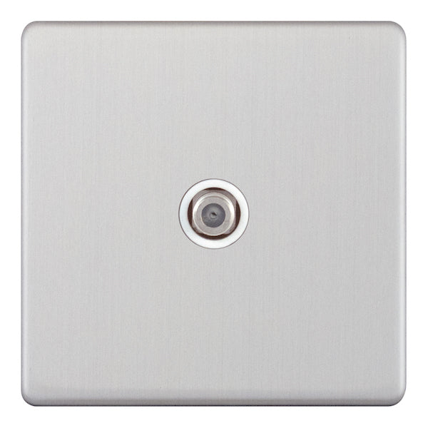 Selectric - Screwless 1 Gang F-Type Satellite Socket + 1 Gang TV Aerial Socket - Isolated 5MPLUS