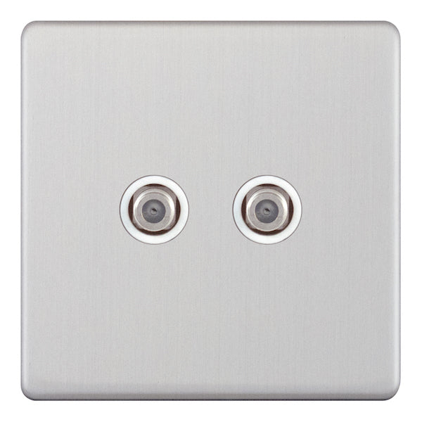 Selectric - Screwless 2 Gang F-Type Satellite Socket 5MPLUS