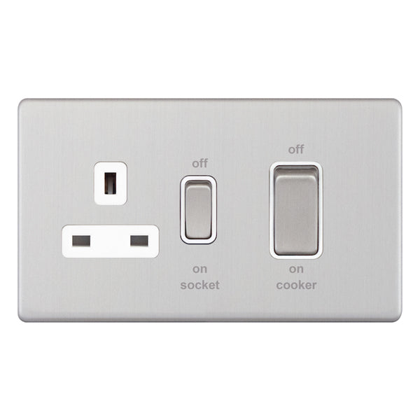 Selectric - Screwless 45 Amp Cooker Unit with 13 Amp Switched Socket - 5MPLUS