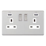 Selectric - Screwless 2 Gang 13A Socket With USB 5MPLUS