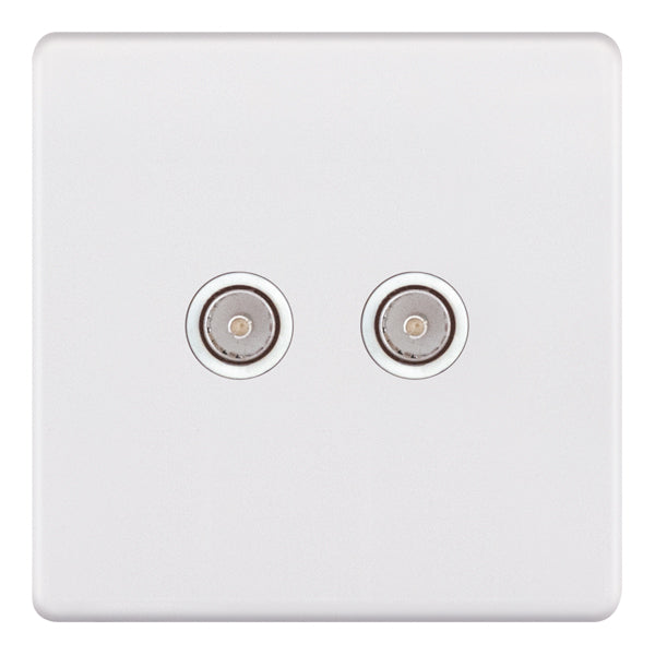 Selectric - Screwless 2 Gang TV/FM Coaxial/Aerial Socket 5MPLUS
