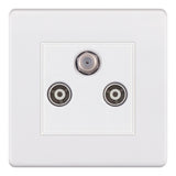 Selectric - Screwless 1 Gang F-Type Satellite Socket + 2 Gang TV Aerial Socket - Isolated 5MPLUS