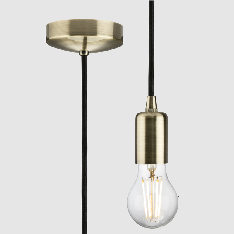 Knightsbridge 1.8m E27 Contemporary Pendant Set Antique Brass 8270LAB