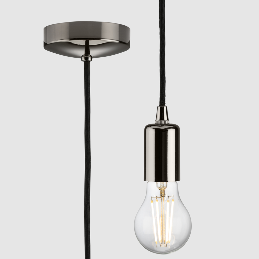 Knightsbridge 1.8m E27 Contemporary Pendant Set Black Nickel 8270LBN
